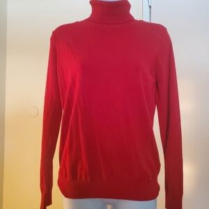 Calvin Klein Sweater Womens Small Red Turtle Neck Long Sleeves NWOT